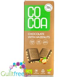 Raw Cocoa Bar Chocolate & Hazelnuts - vegan creamy chocolate with fiber and hazelnuts 70% less sugar